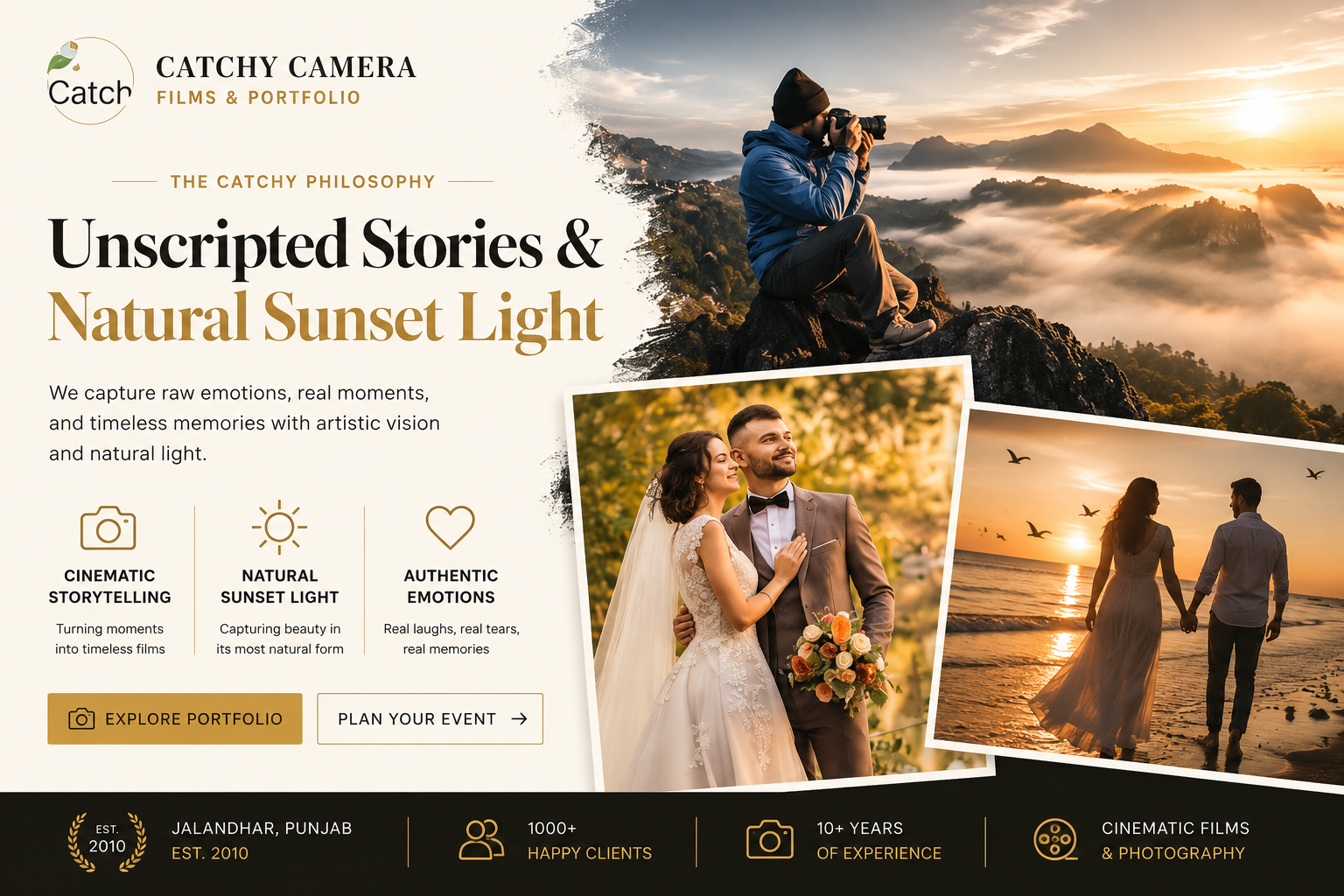 Catchy Camera - cinematic films & natural light portfolio website