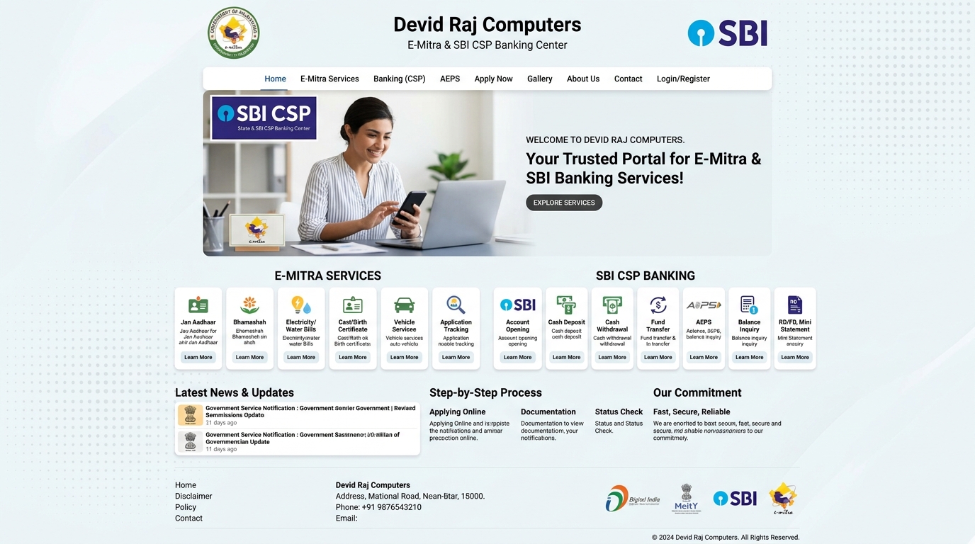 Devid Raj Computers E-Mitra & SBI CSP built by BugStacks